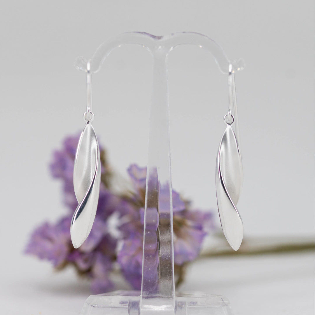 Silver Wave Drop Earrings