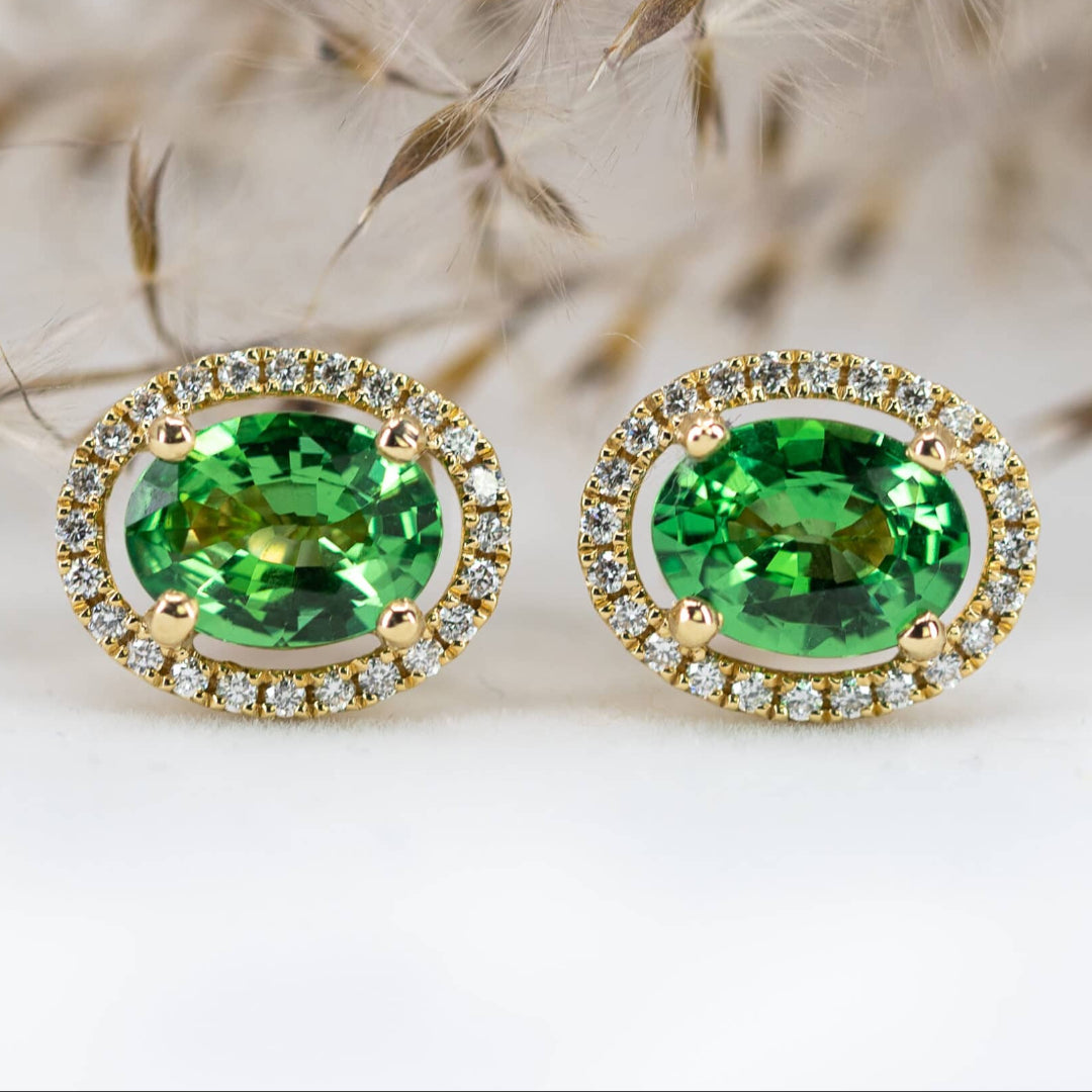 Tsavorite Garnet & Diamond Earrings