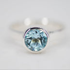 Silver & Blue Topaz Bezel Set Ring