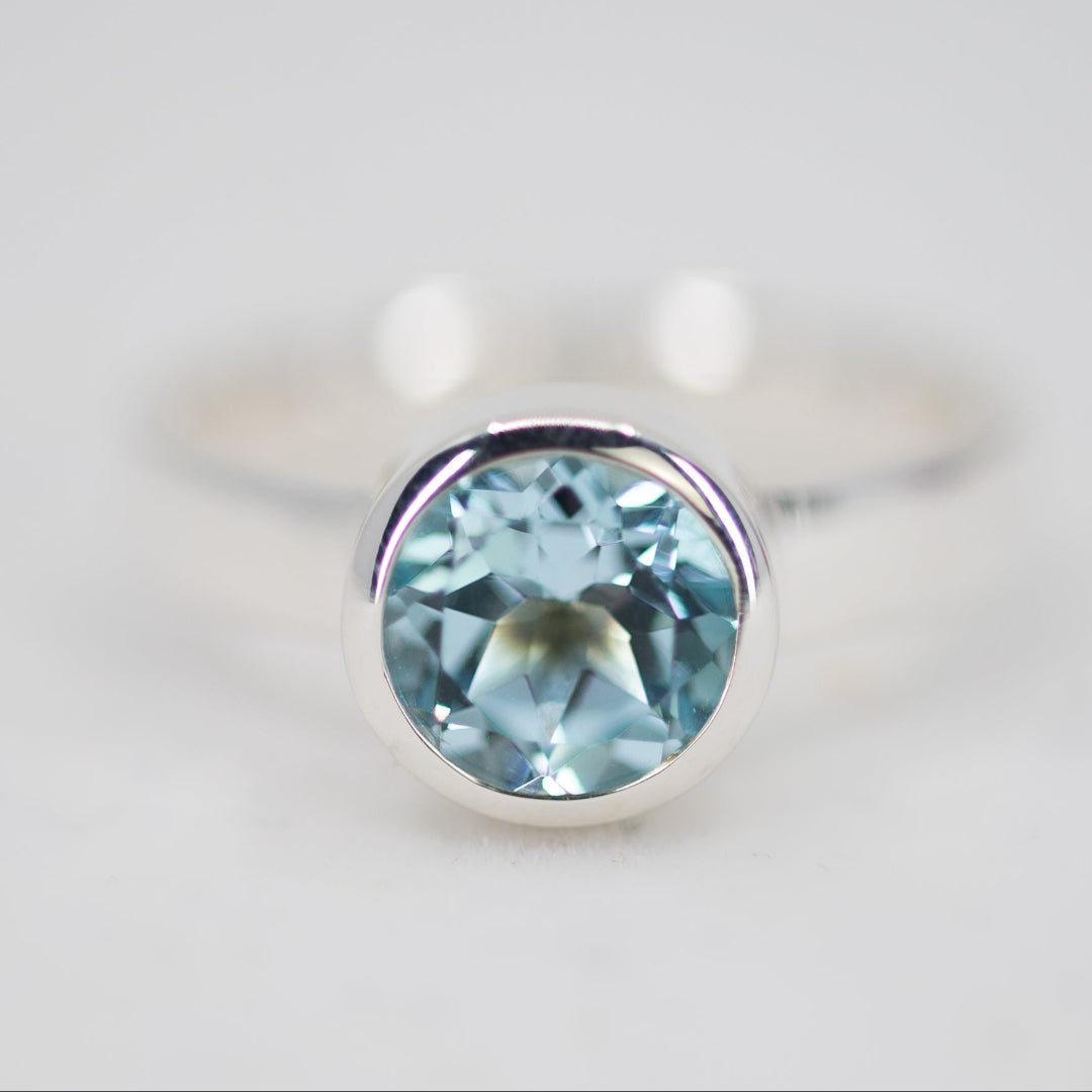 Silver & Blue Topaz Bezel Set Ring
