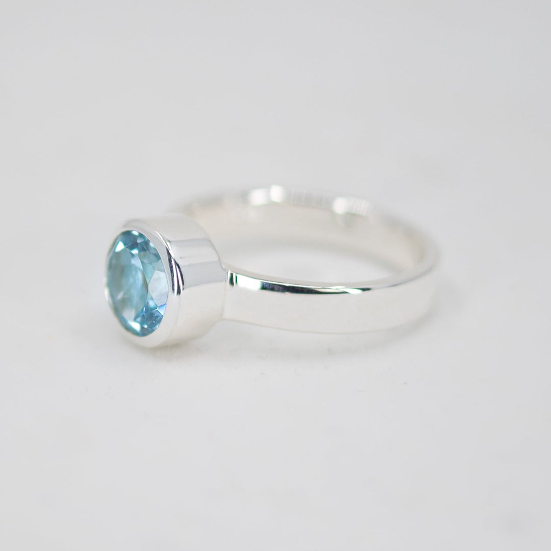Silver & Blue Topaz Bezel Set Ring