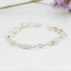 Silver Oval Link & Circles Bracelet