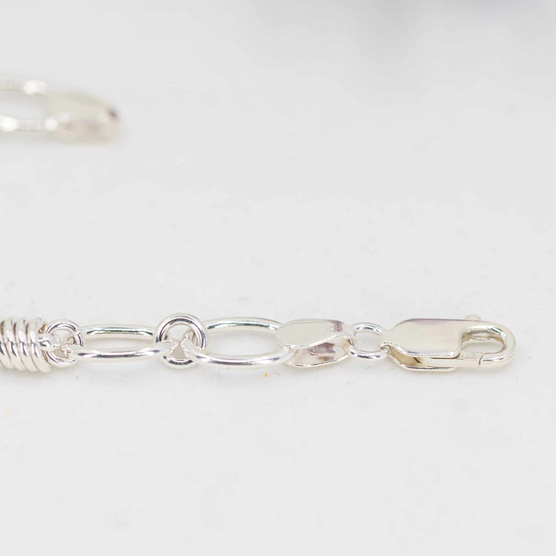 Silver Oval Link & Circles Bracelet