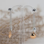 White & Rose Gold Double Drop Earrings