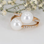 Rose Gold Double Pearl Ring