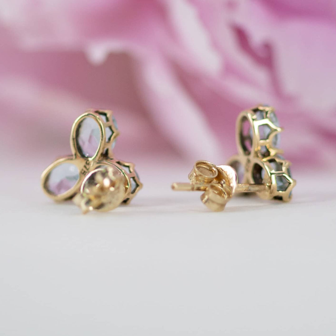 Trefoil Oval Aquamarine Studs