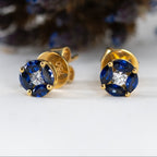Sapphire & Diamond Cluster Earrings