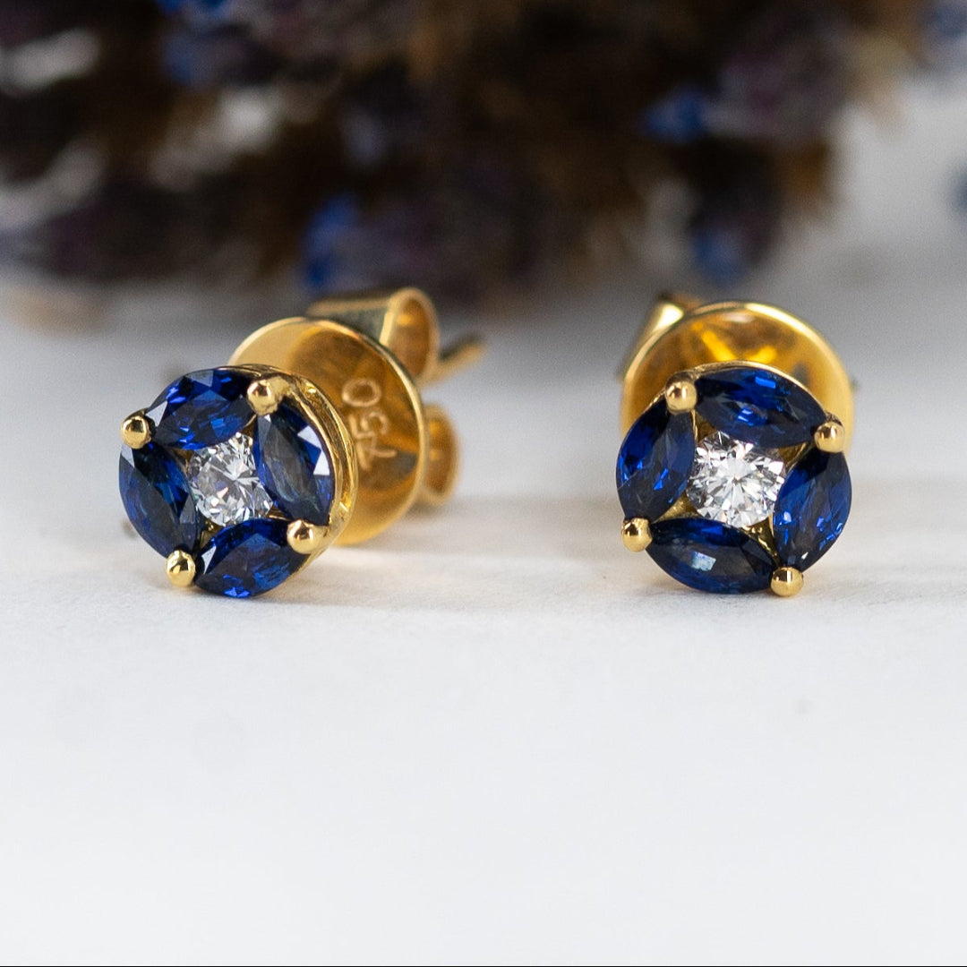 Sapphire & Diamond Cluster Earrings