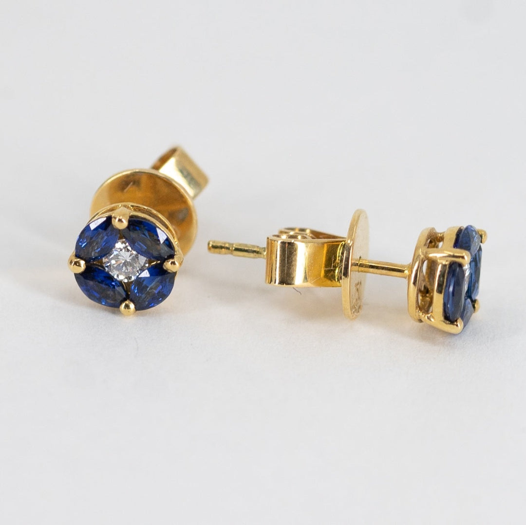 Sapphire & Diamond Cluster Earrings