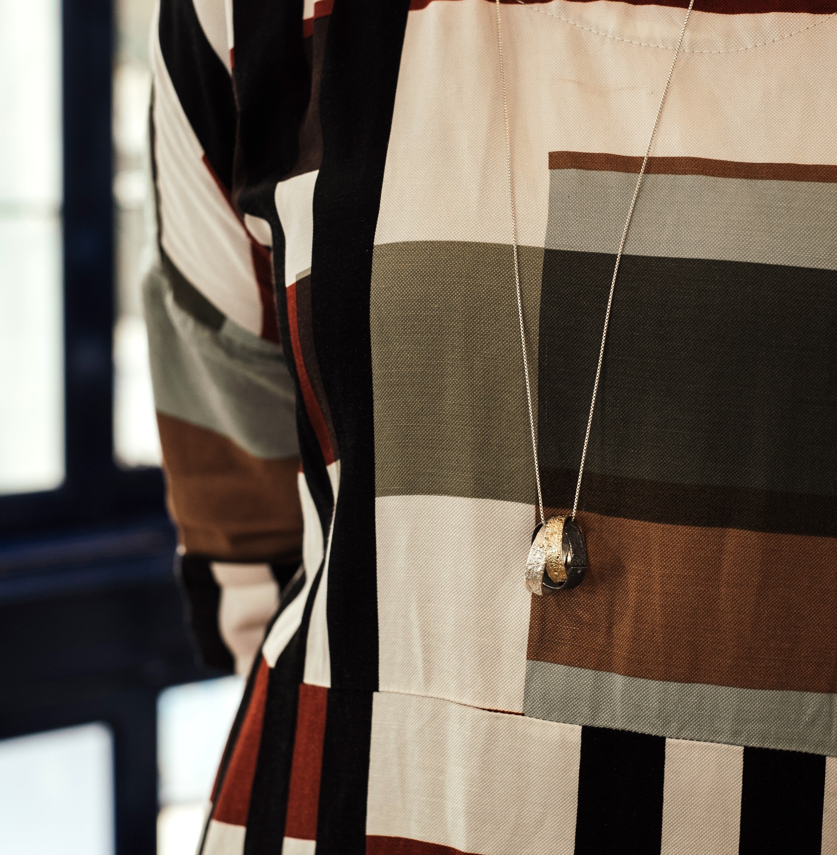 Tri-Colour Silver Circles Necklace