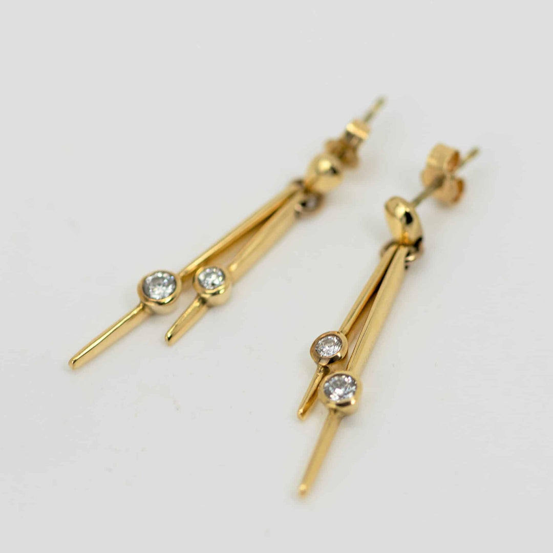 Gold Double Drop Diamond Earrings