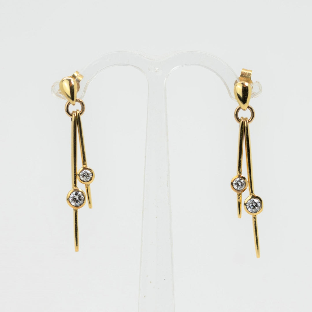 Gold Double Drop Diamond Earrings