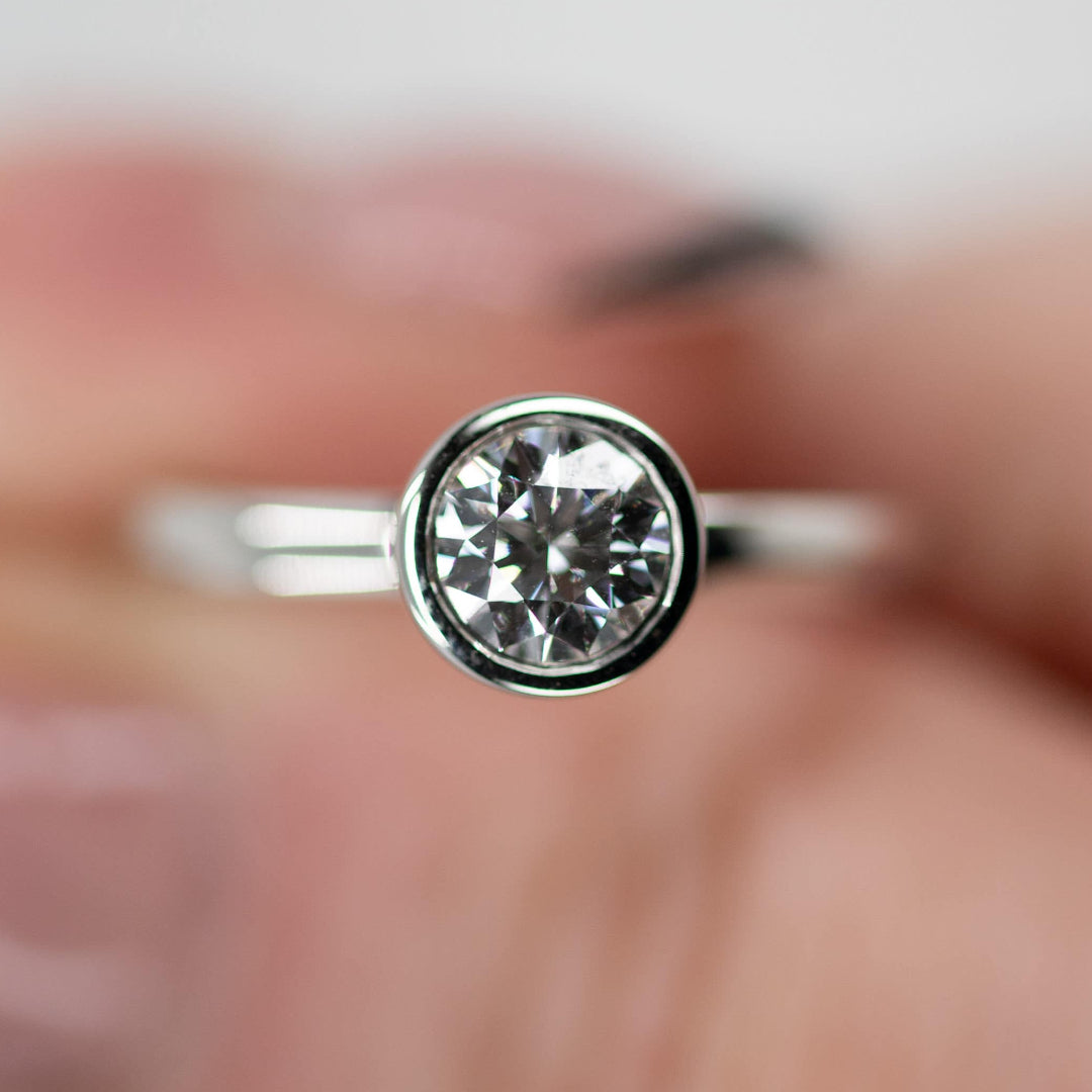 Platinum & Diamond Rubover Set Ring