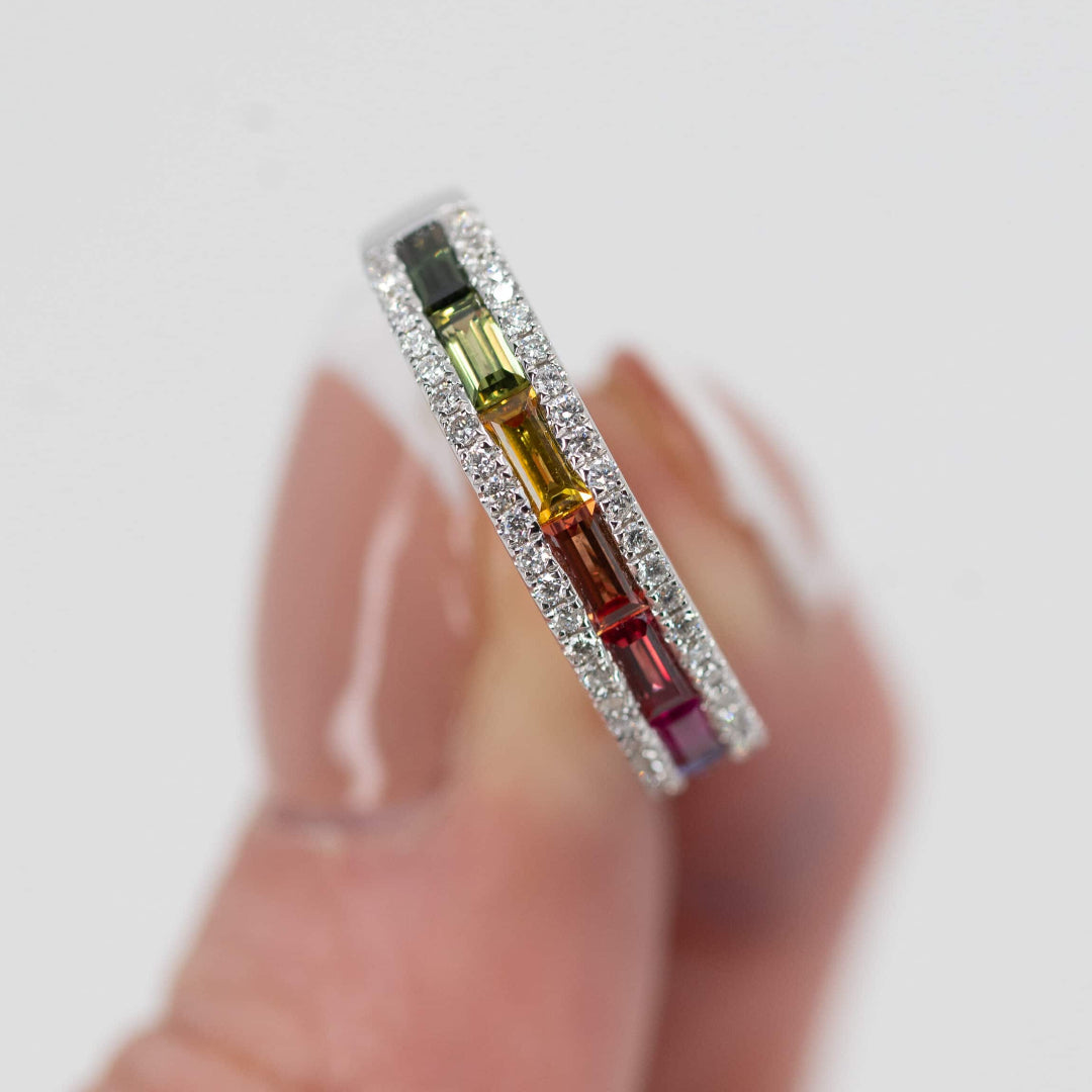 Sapphire & Diamond Rainbow Ring