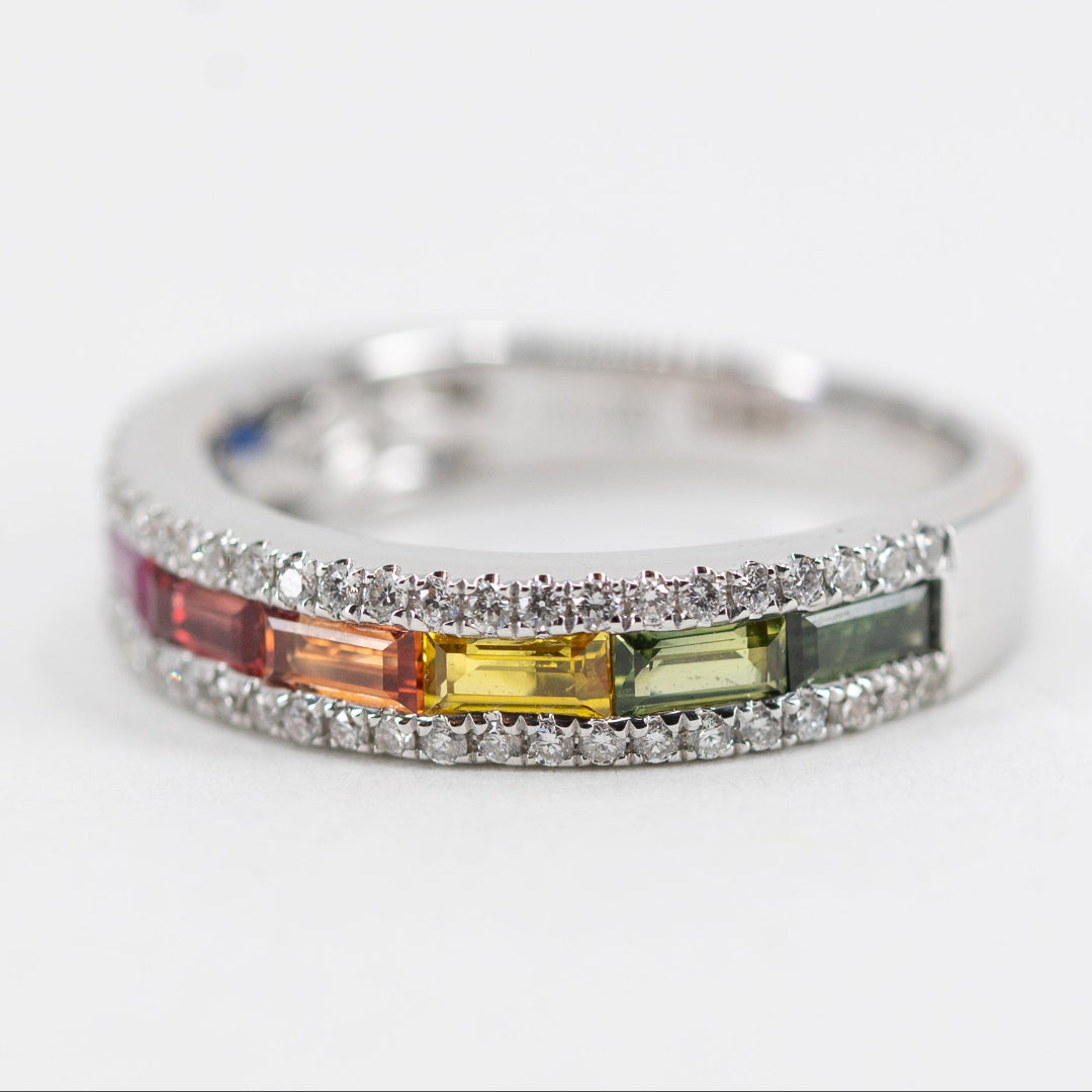 Sapphire & Diamond Rainbow Ring