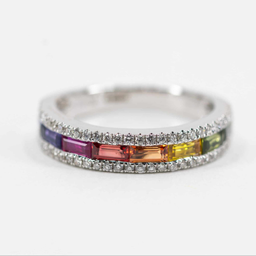 Sapphire & Diamond Rainbow Ring
