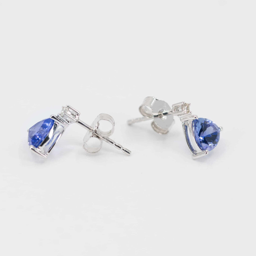 Trillion Cut Tanzanite Stud Earrings