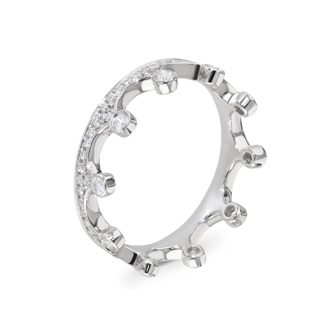 Diamond Crown Double Stacking Rings