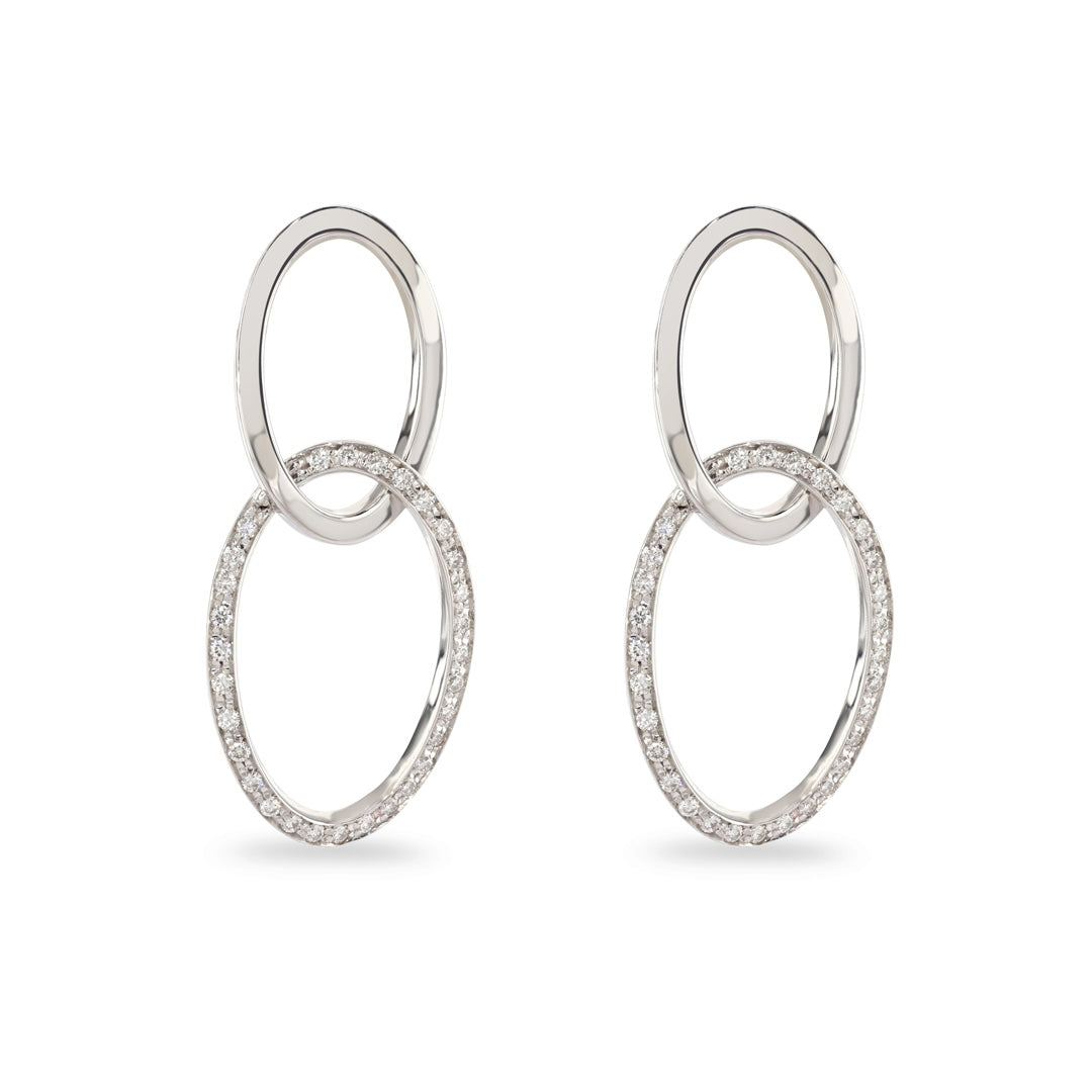 Diamond Double Oval Drop Earrings