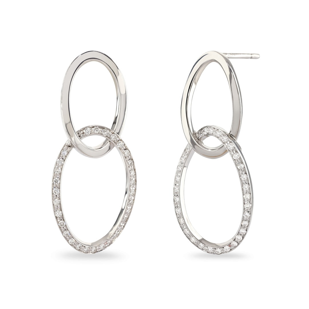 Diamond Double Oval Drop Earrings