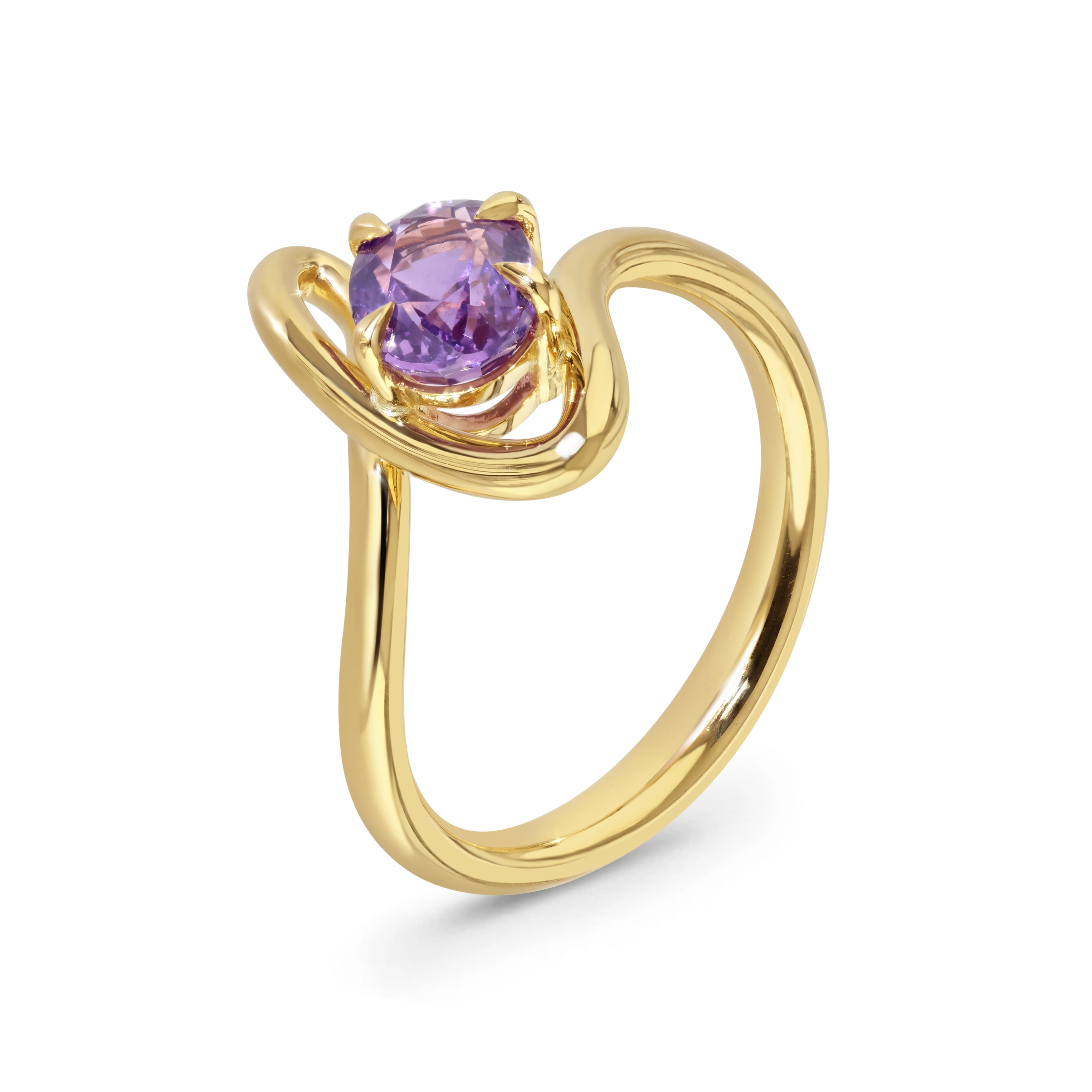 Flourish 18ct Yellow Gold & Purple Sapphire Ring