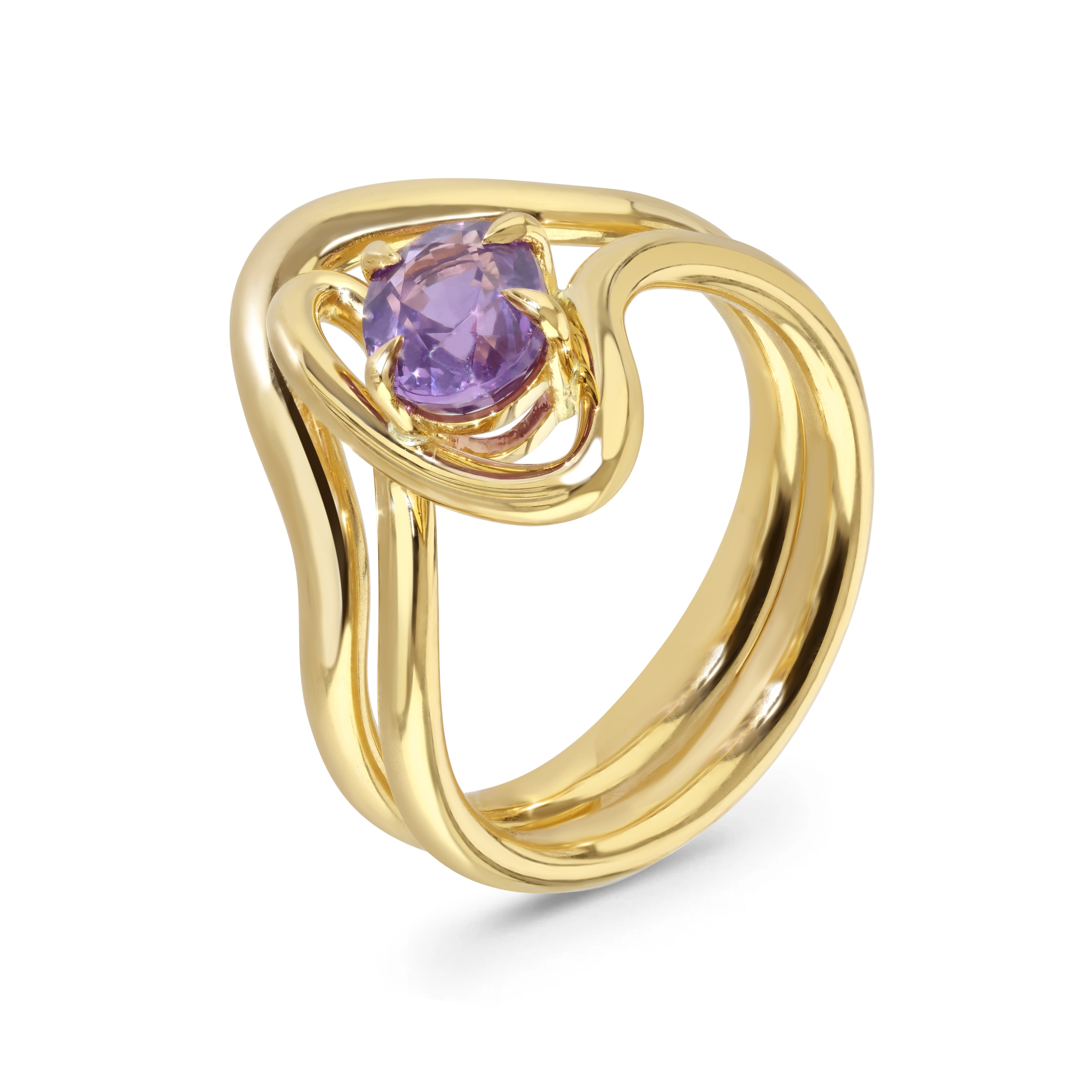 Flourish 18ct Yellow Gold & Purple Sapphire Ring