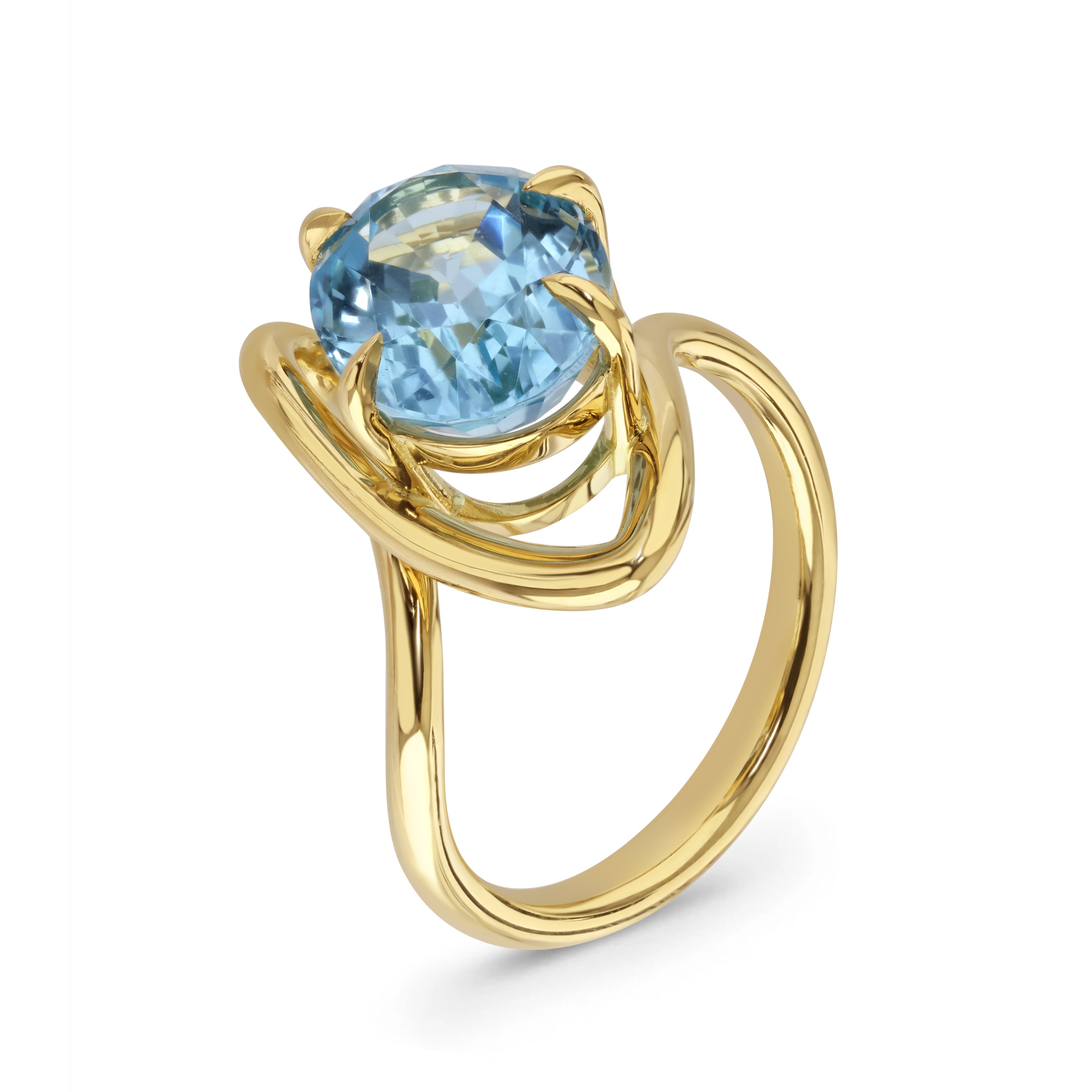 Flourish 18ct Yellow Gold & Blue Topaz Ring