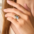 Flourish 18ct Yellow Gold & Blue Topaz Ring