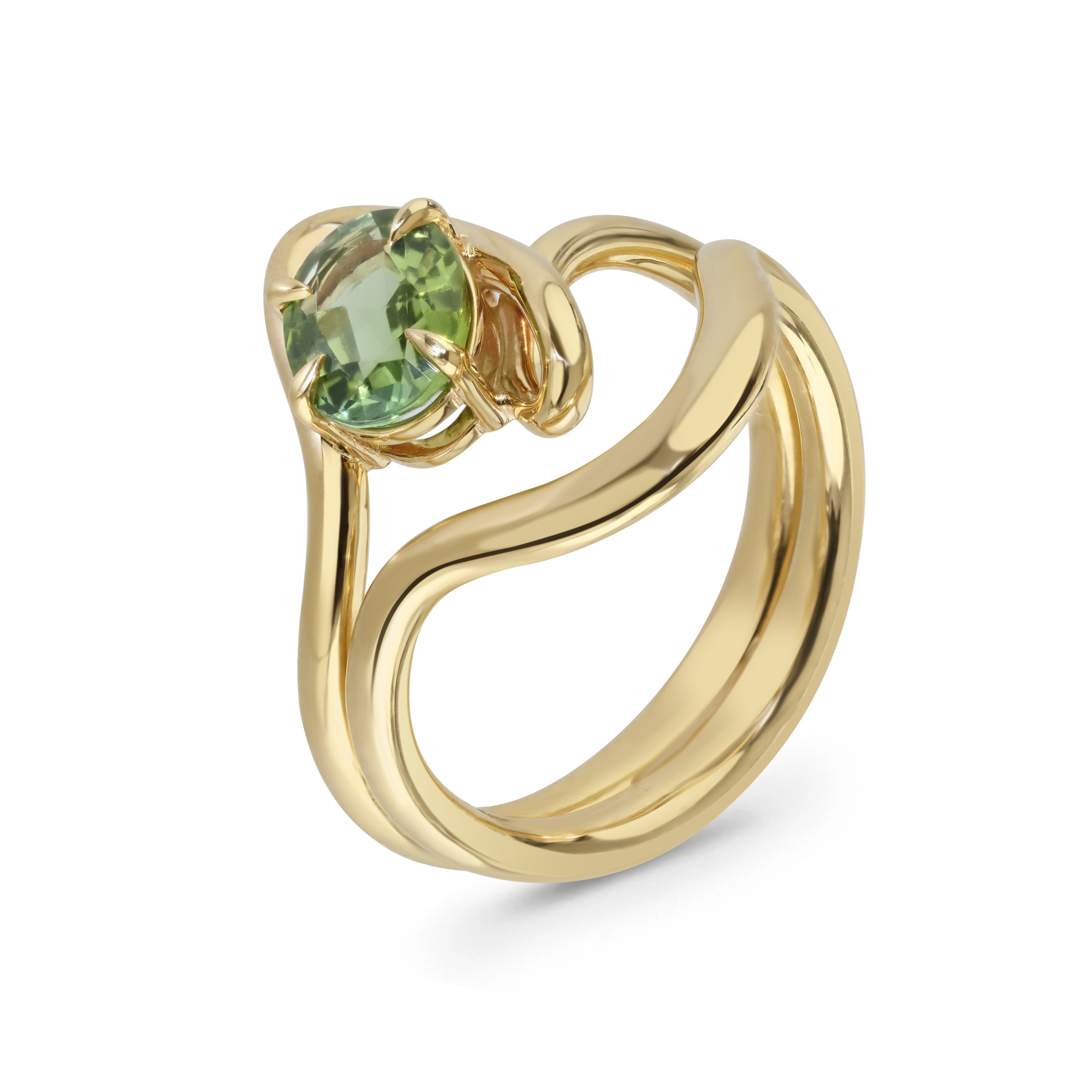 Flourish 9ct Yellow Gold & Green Tourmaline Ring