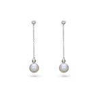 Freshwater Pearl & Diamond Drop Earrings