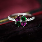 Green Garnet & Tourmaline Cluster Ring