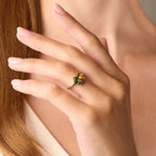 Garnet & Sapphire Cluster Ring