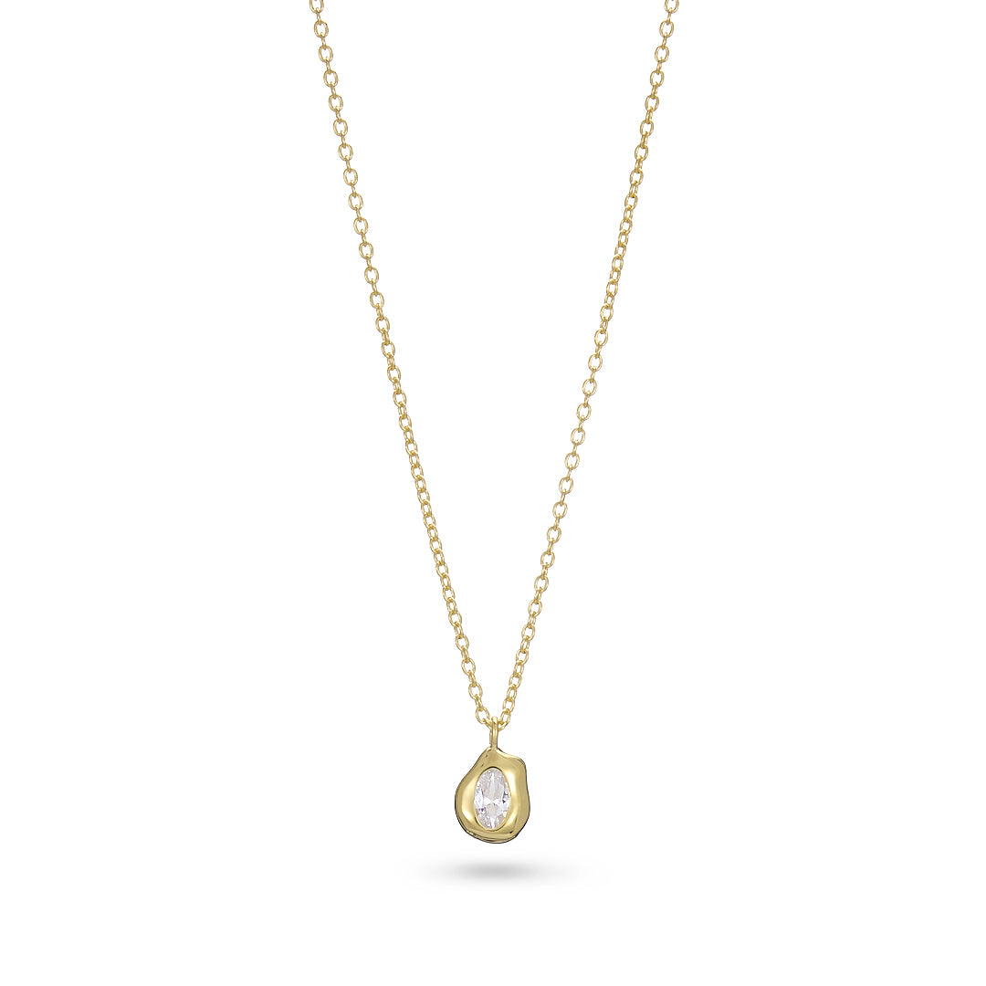 Gold-Plated Silver & Cubic Zirconia Molten Pendant