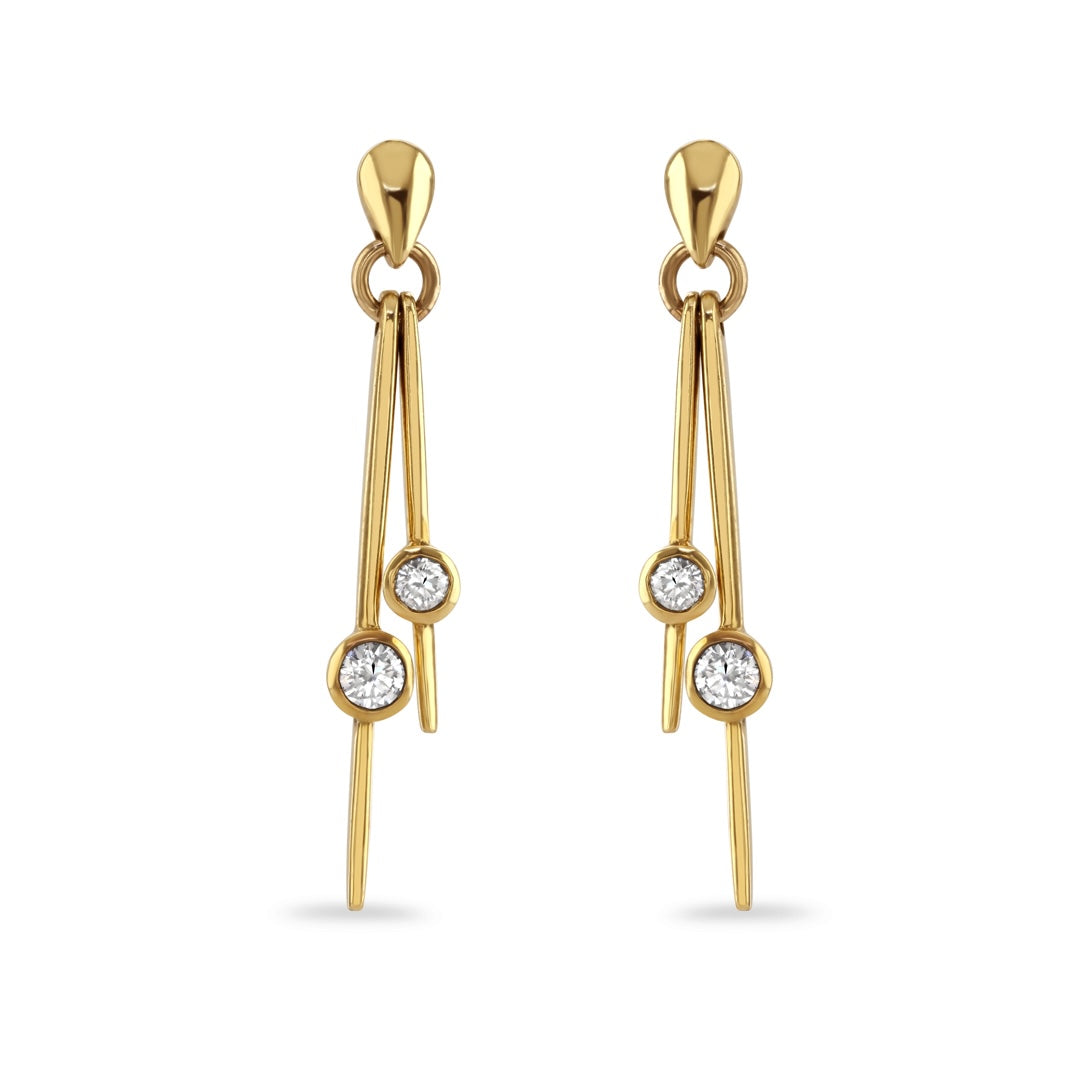 Gold Double Drop Diamond Earrings