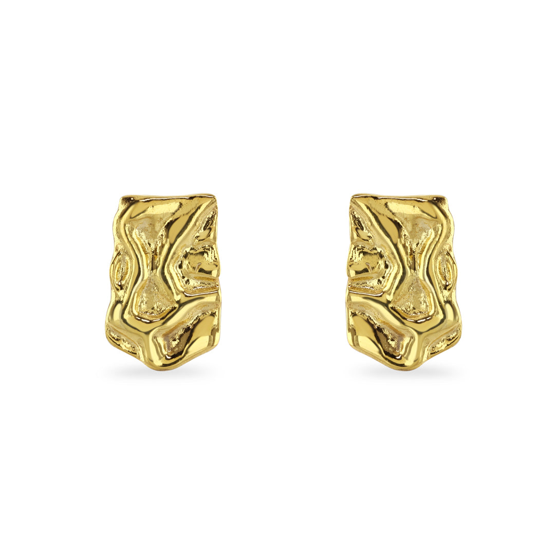 Gold Plate Molten Stud Earrings