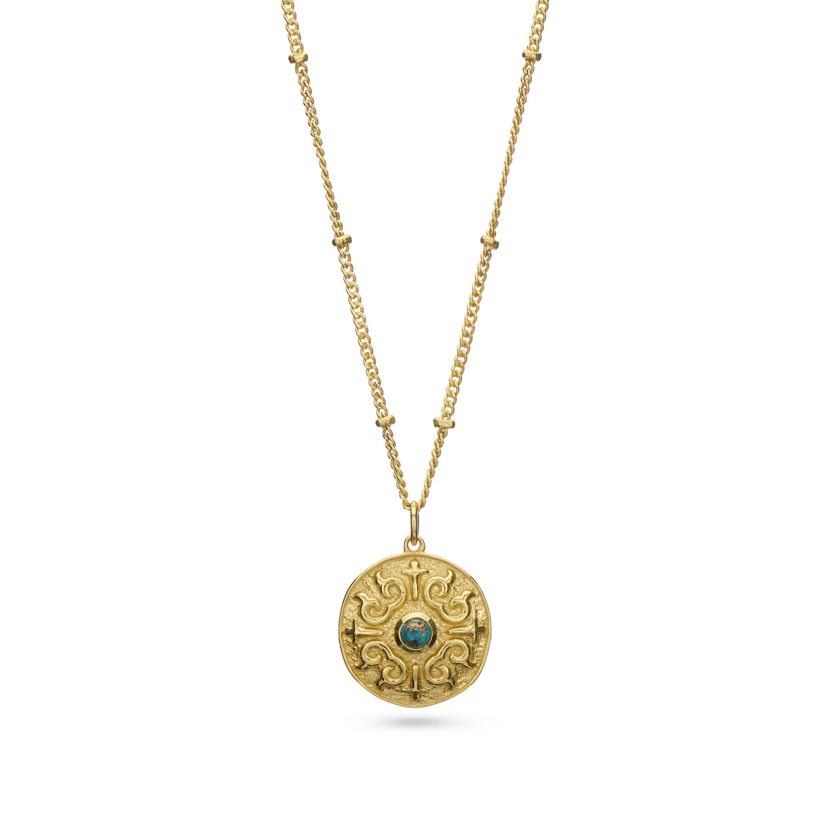 Turquoise & Gold-Plated Medallion Pendant
