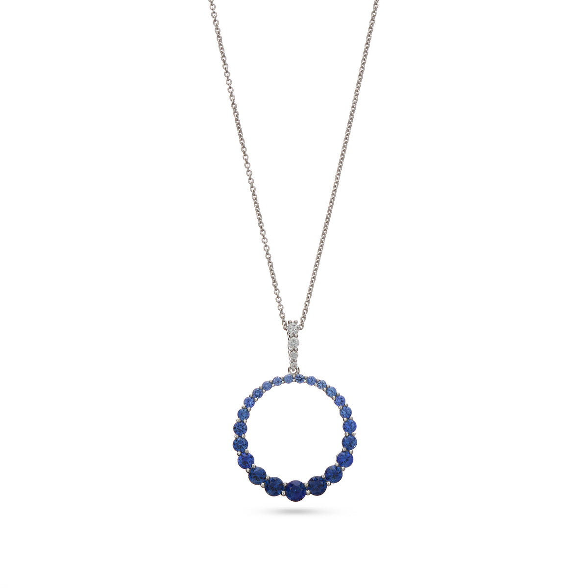 Graduated Sapphire & Diamond Circle Pendant