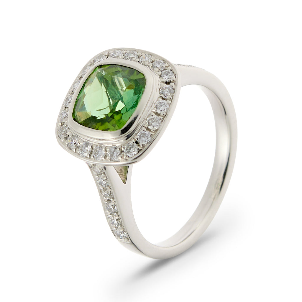 Green Tourmaline & Diamond Ring – Coppins Goldsmiths & Jewellers