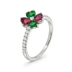 Green Garnet & Tourmaline Cluster Ring