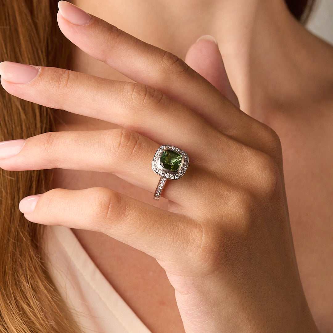 Green Tourmaline & Diamond Ring
