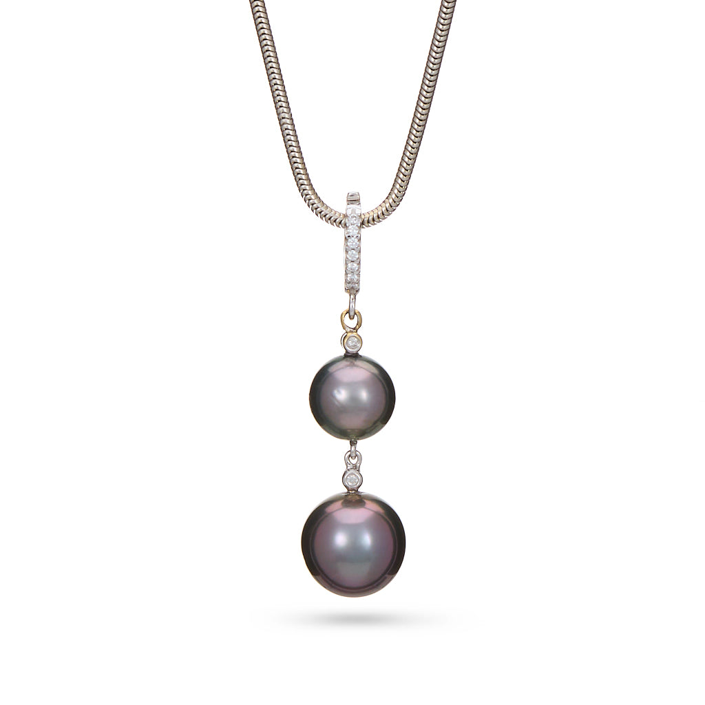 Grey Pearl & Diamond Pendant