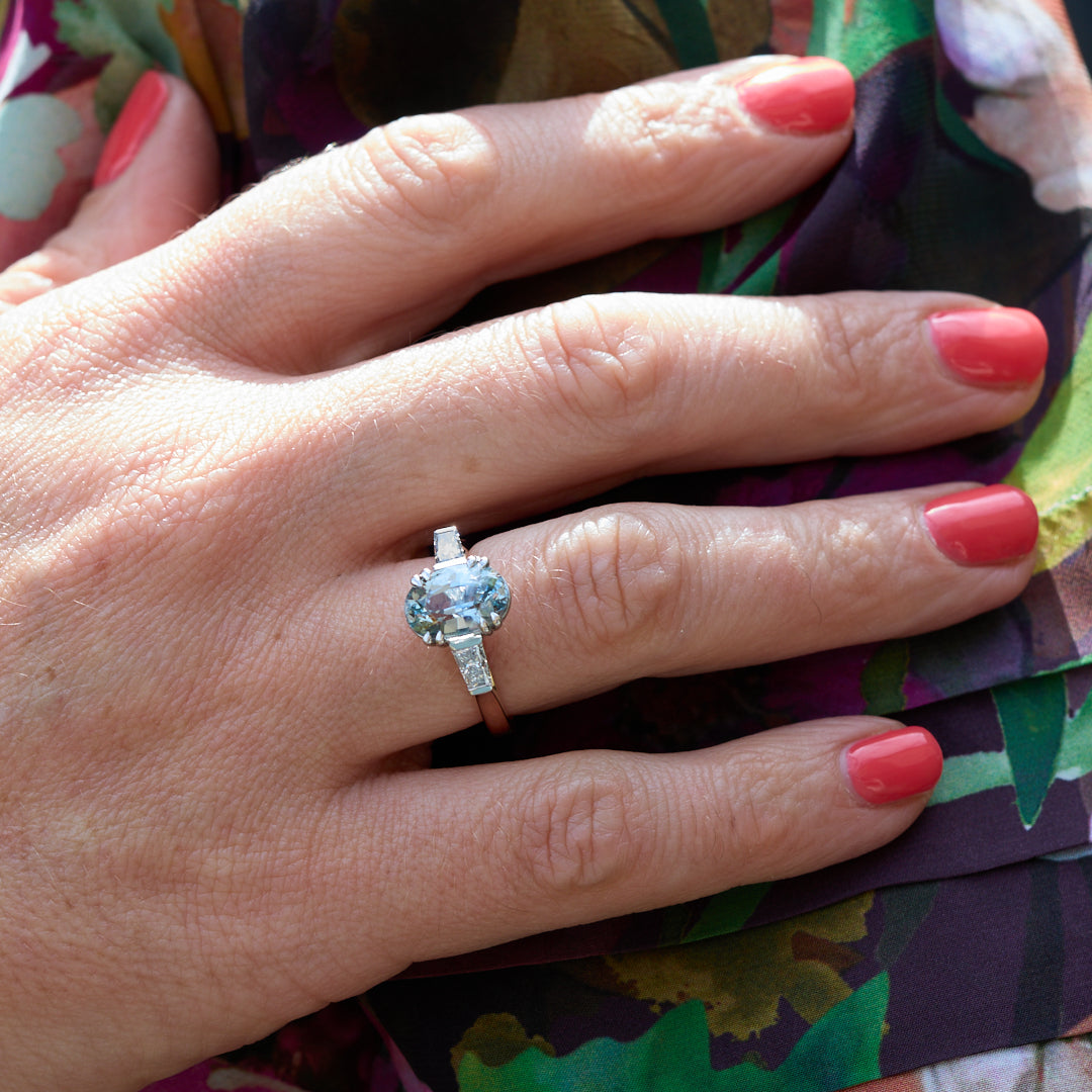 Grey Sapphire & Diamond Ring
