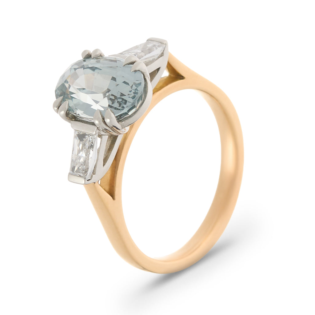 Grey Sapphire & Diamond Ring