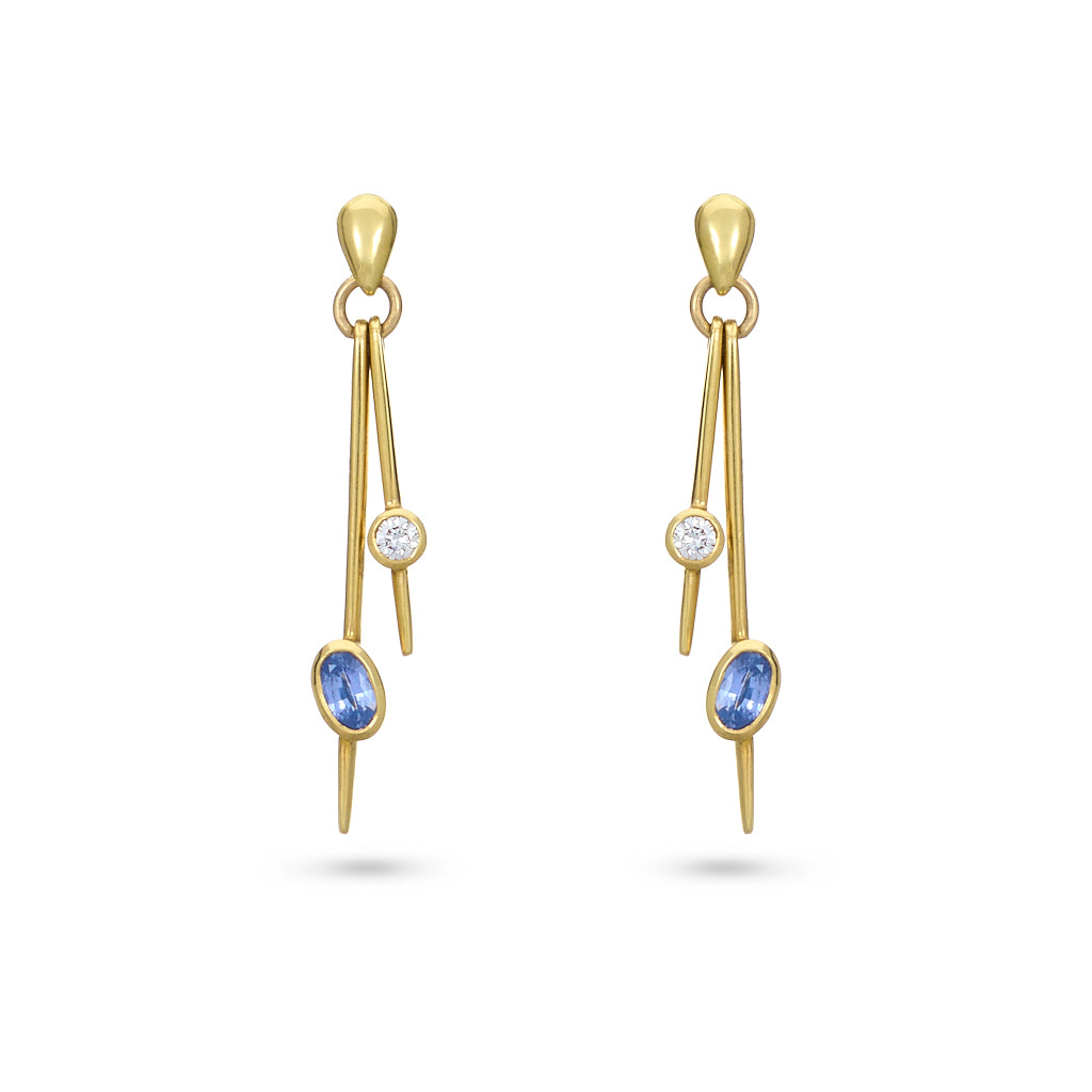 Handmade Sapphire & Diamond Earrings