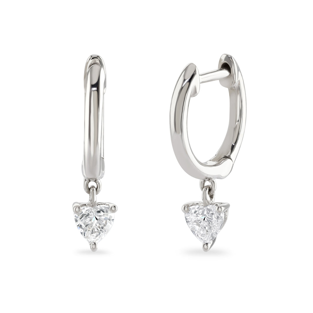 Heart Shaped Diamond Hoop Earrings