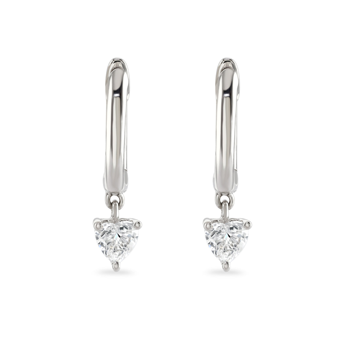 Heart Shaped Diamond Hoop Earrings
