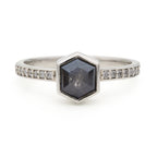 Hexagonal Black Diamond Ring