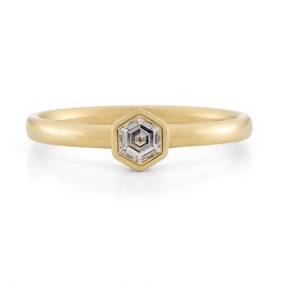 Hexagonal Cut Diamond Ring