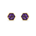 Hexagonal Amethyst Stud Earrings