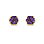 Hexagonal Amethyst Stud Earrings
